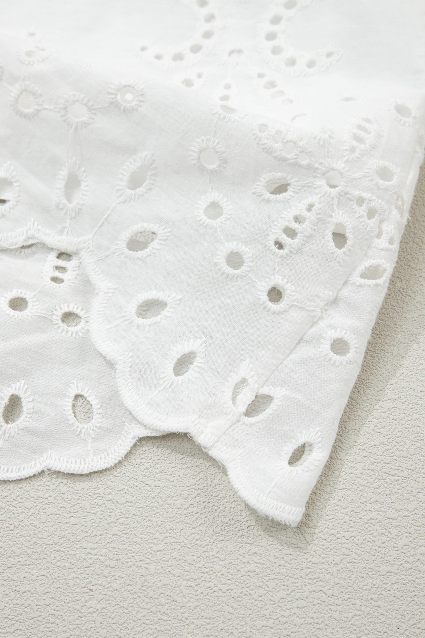 White Eyelet Collared Mini Dress