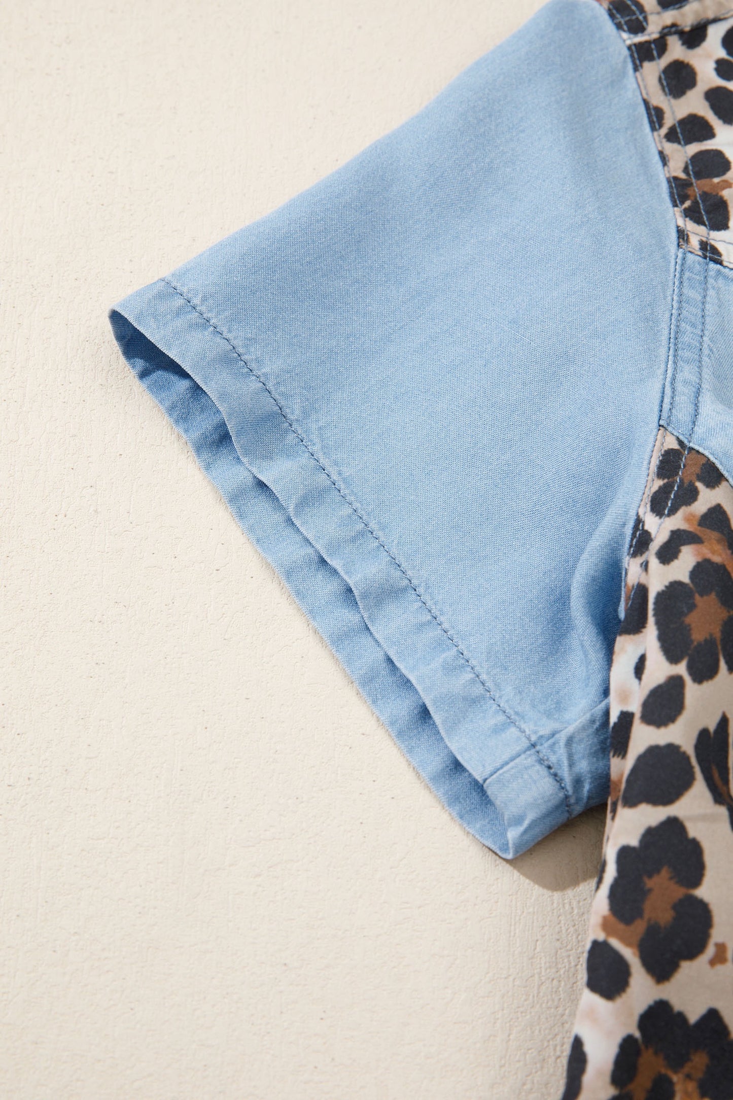 Leopard Colorblock Denim Mini Dress
