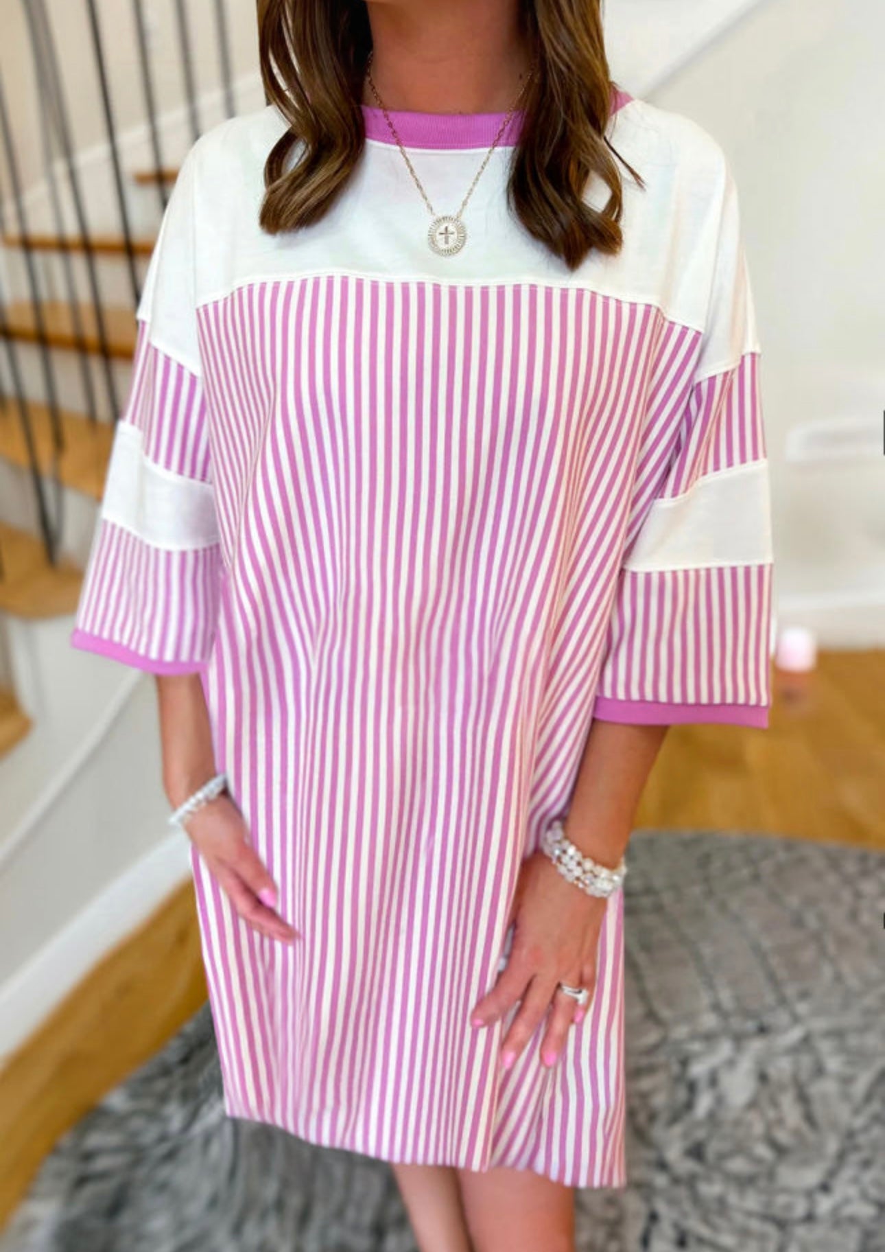 Jersey Pink Striped Dress