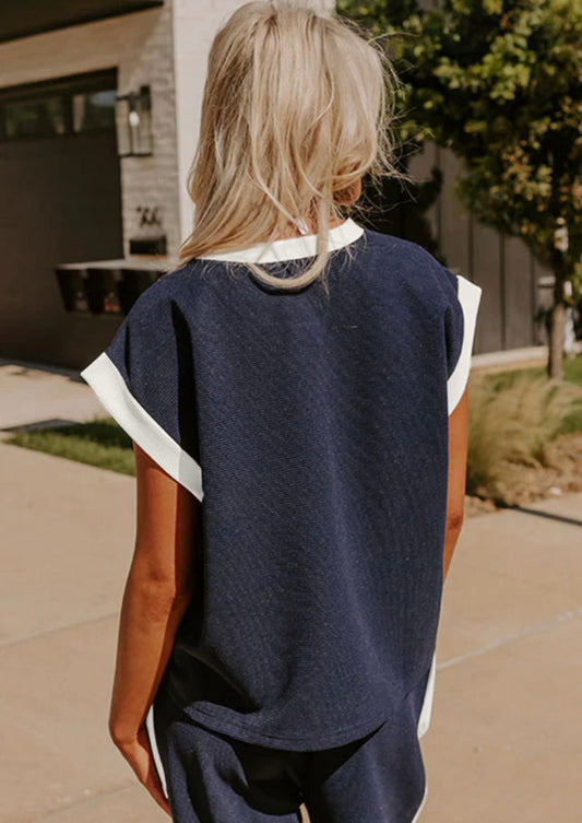 Navy Coast Trimmed Lounge Set