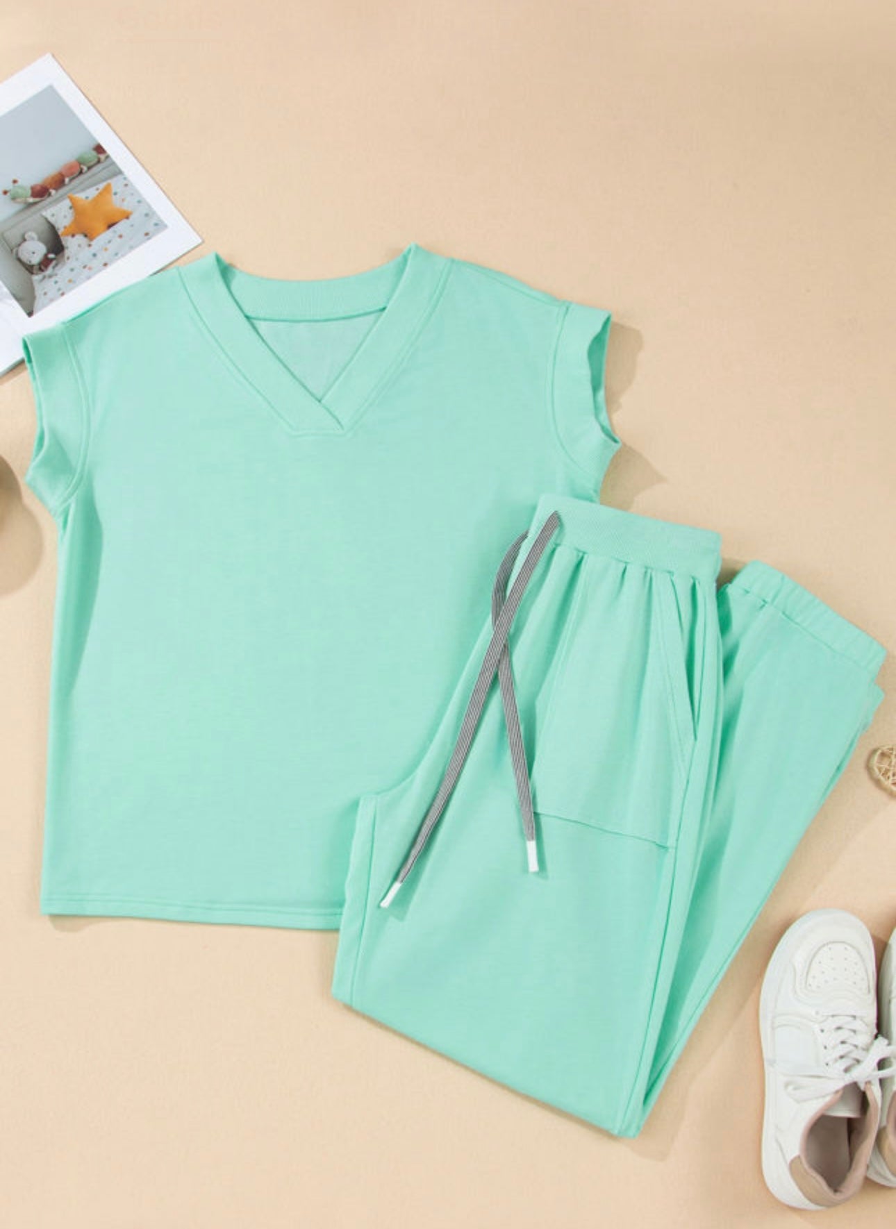 Minty Soft V‑Neck Lounge Set