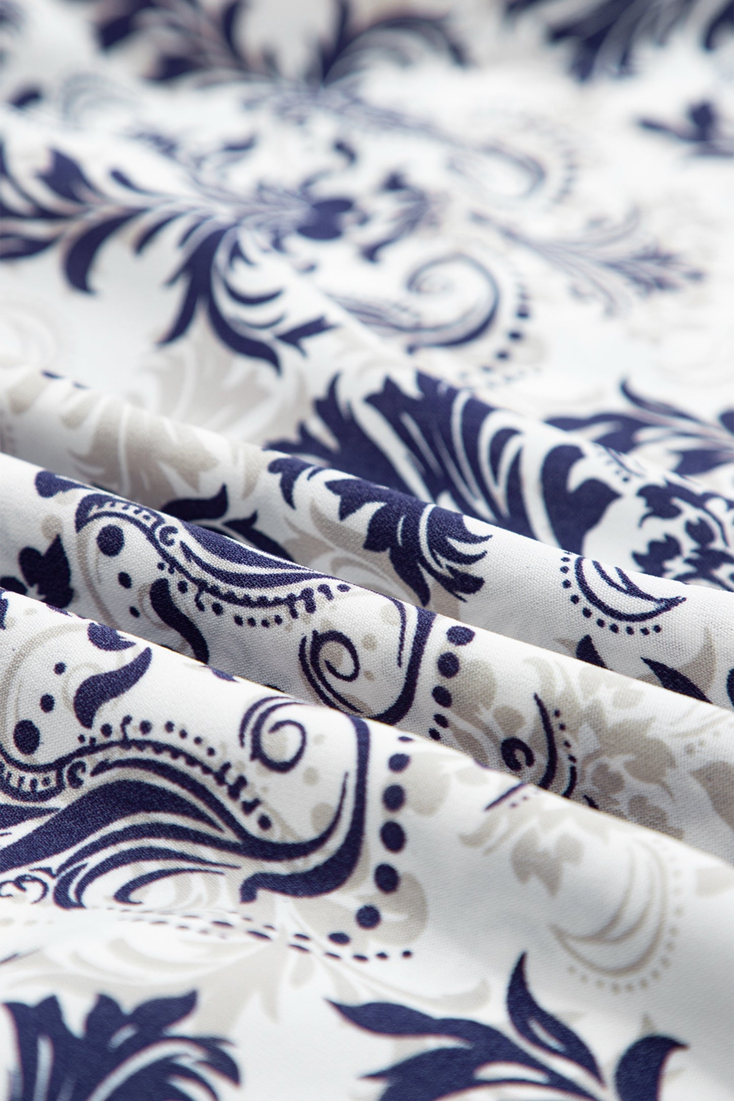 Blue Damask Floral High-Waist Maxi Skirt