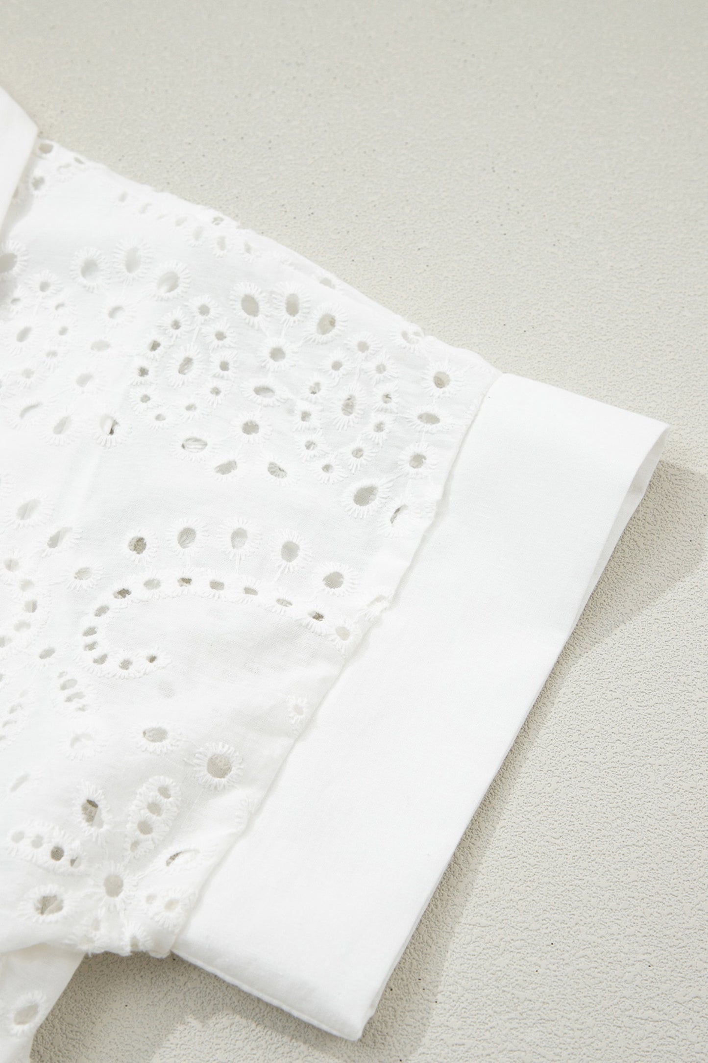 White Eyelet Collared Mini Dress