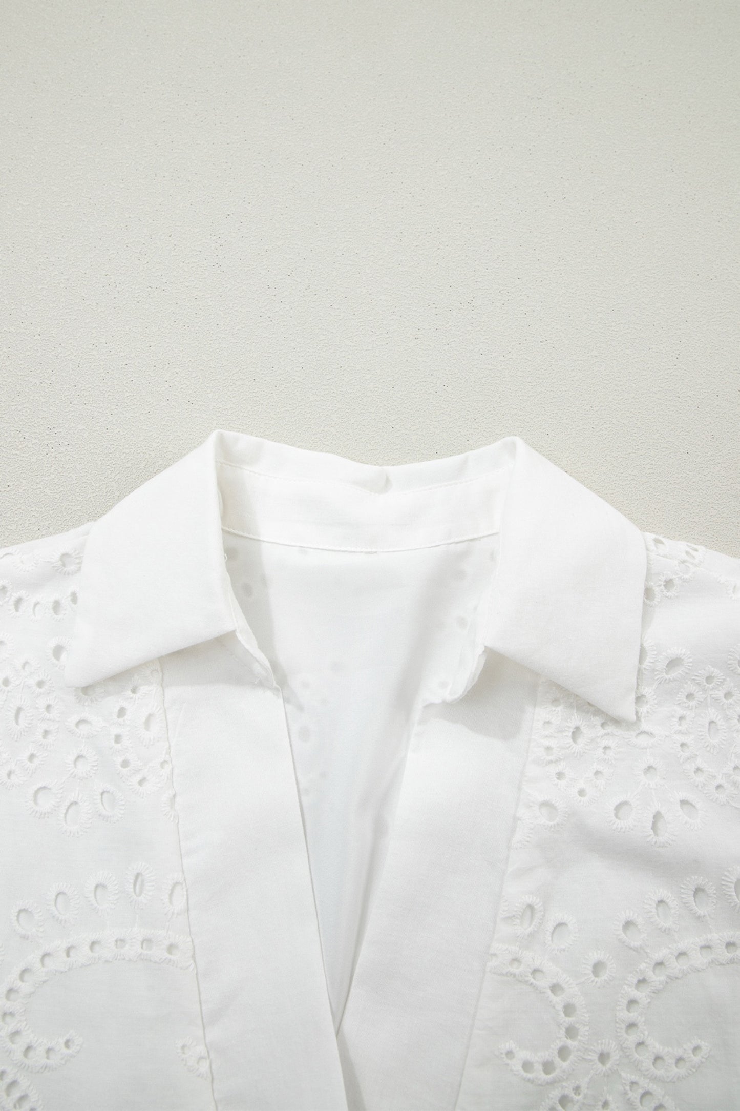 White Eyelet Collared Mini Dress
