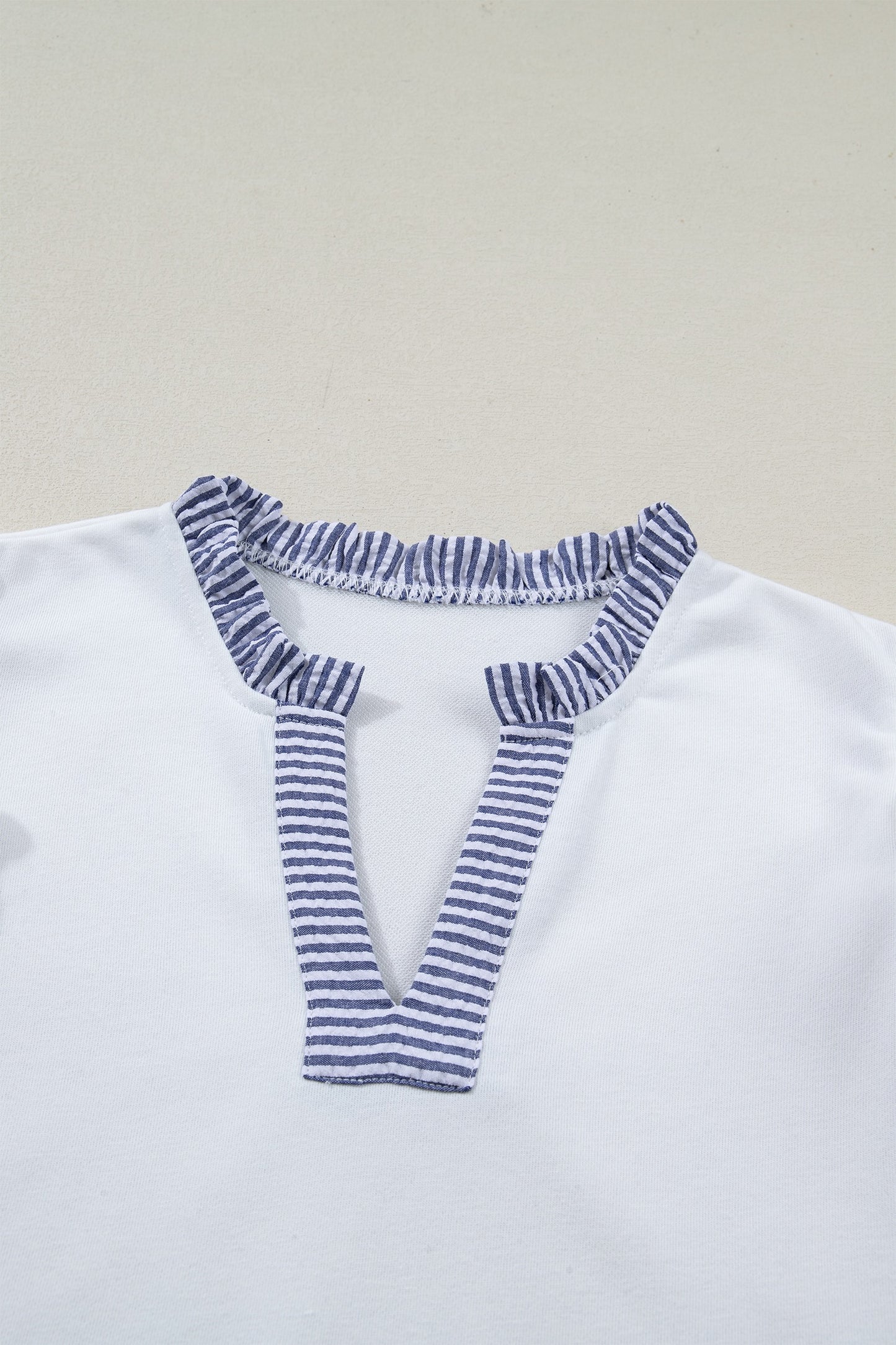 Stripe Trim Ruffle Shift Dress