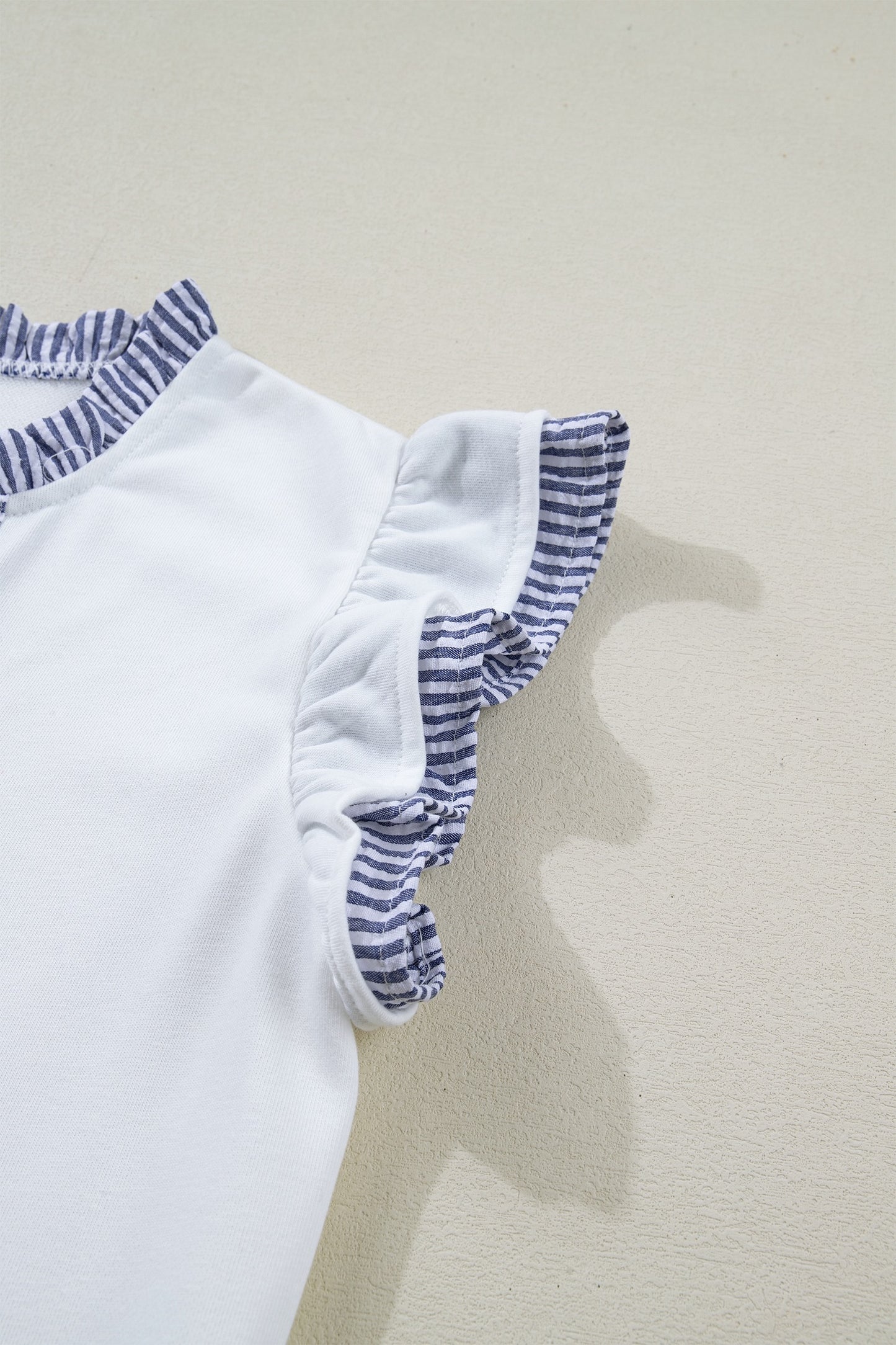Stripe Trim Ruffle Shift Dress