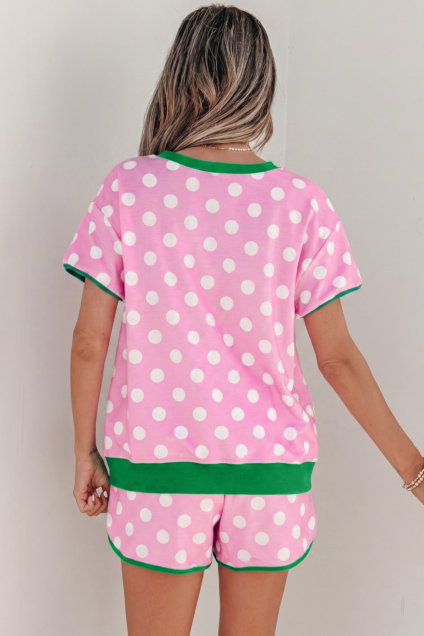 Pink & Green Polka Dot Set