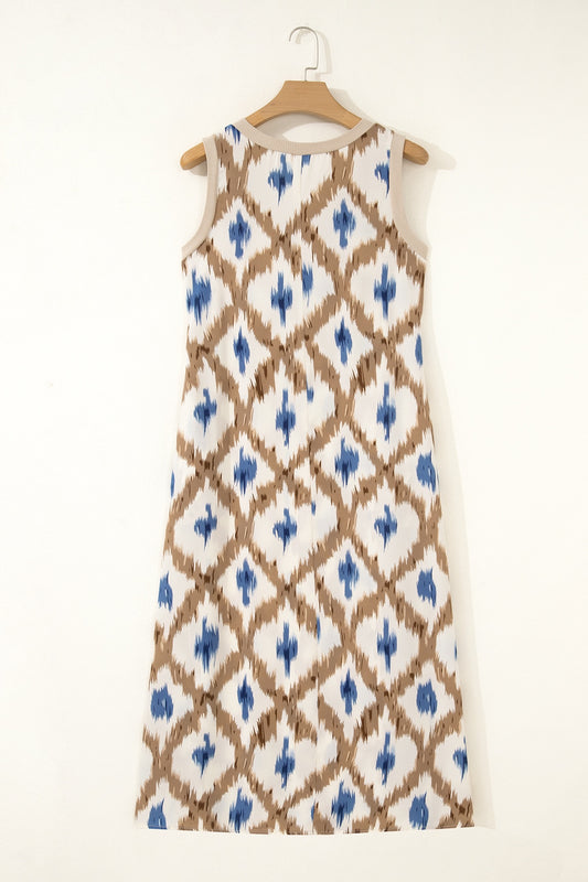 Boho Diamond Print Maxi Dress