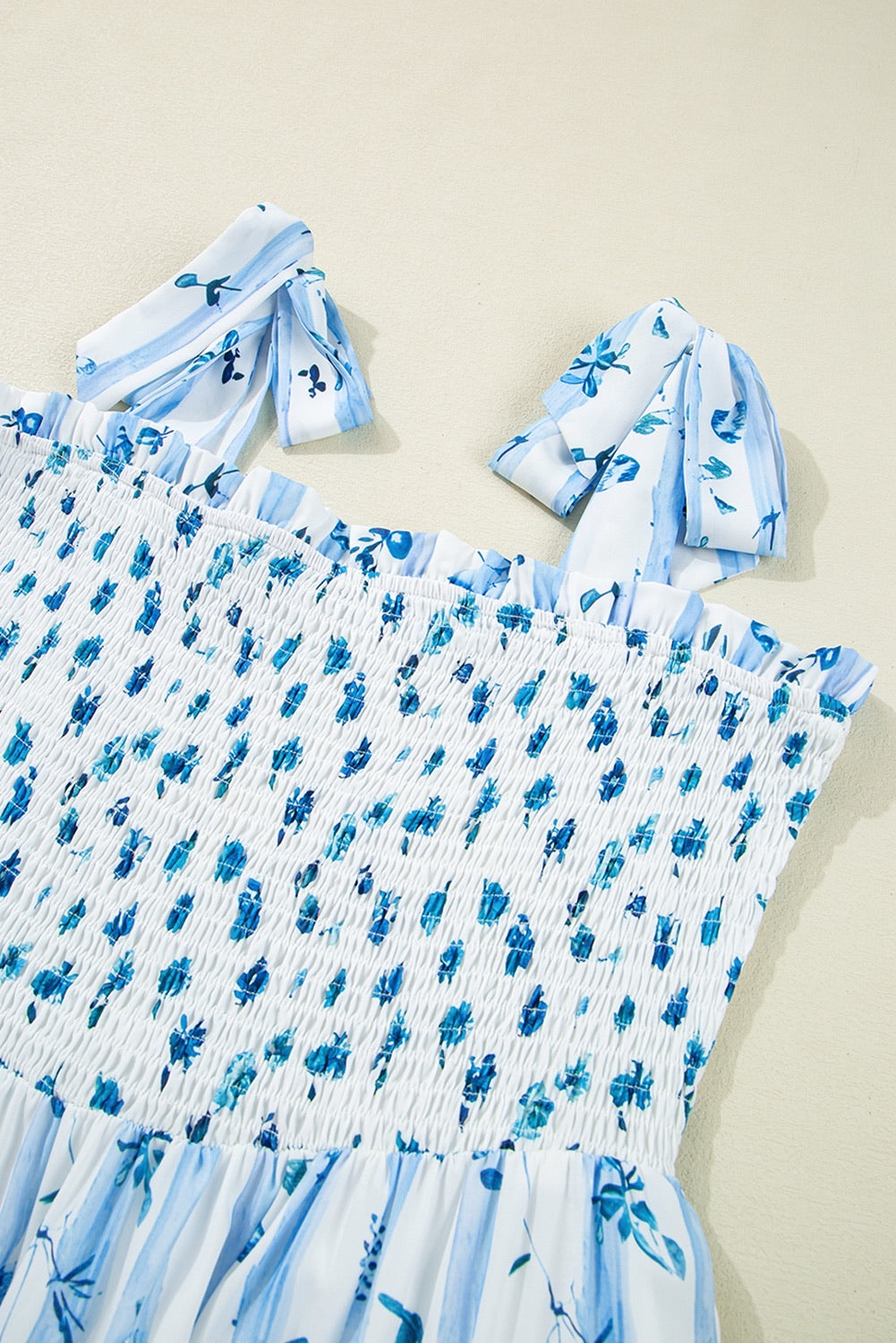 Cottage Blue Floral Smocked Maxi Dress