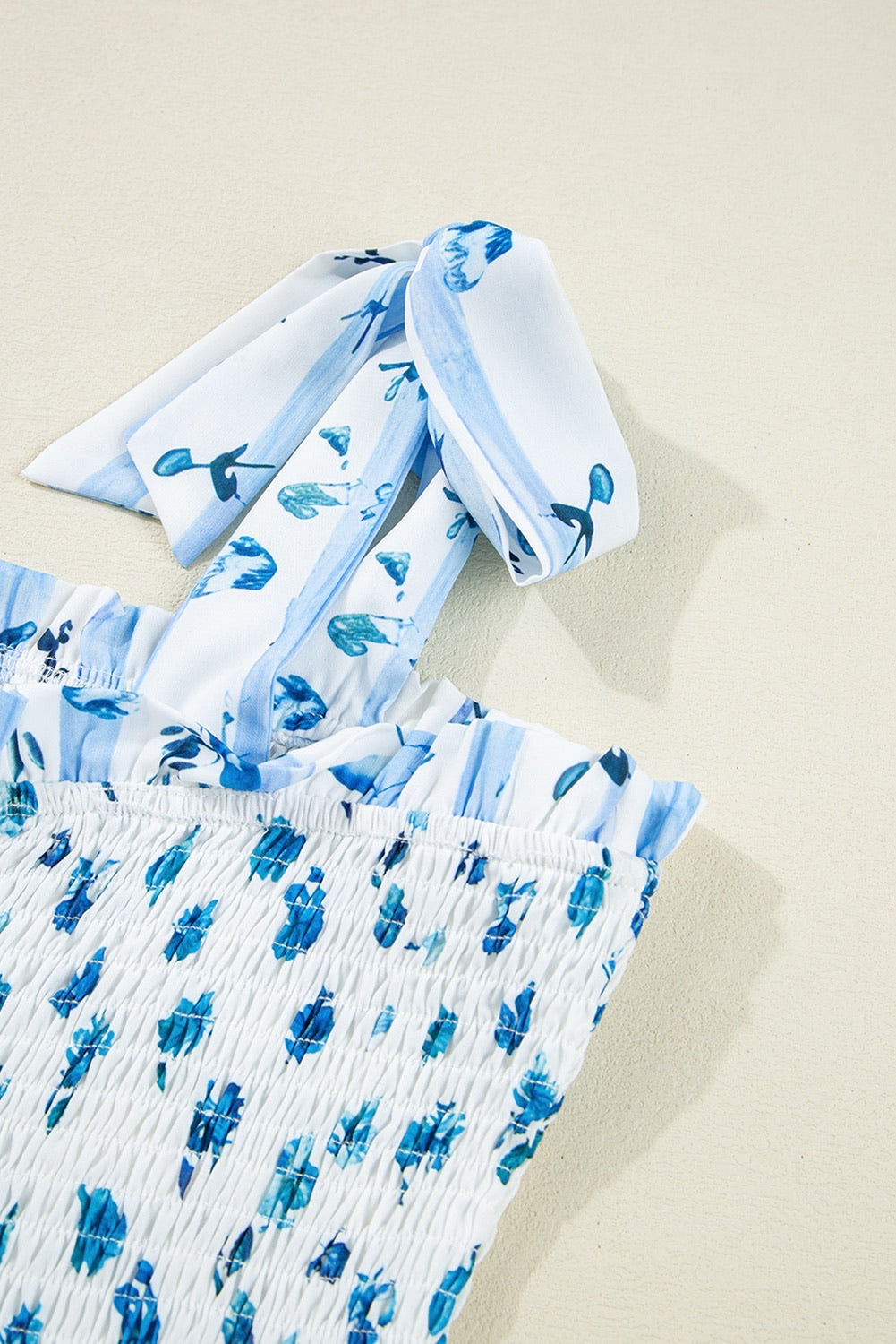 Cottage Blue Floral Smocked Maxi Dress
