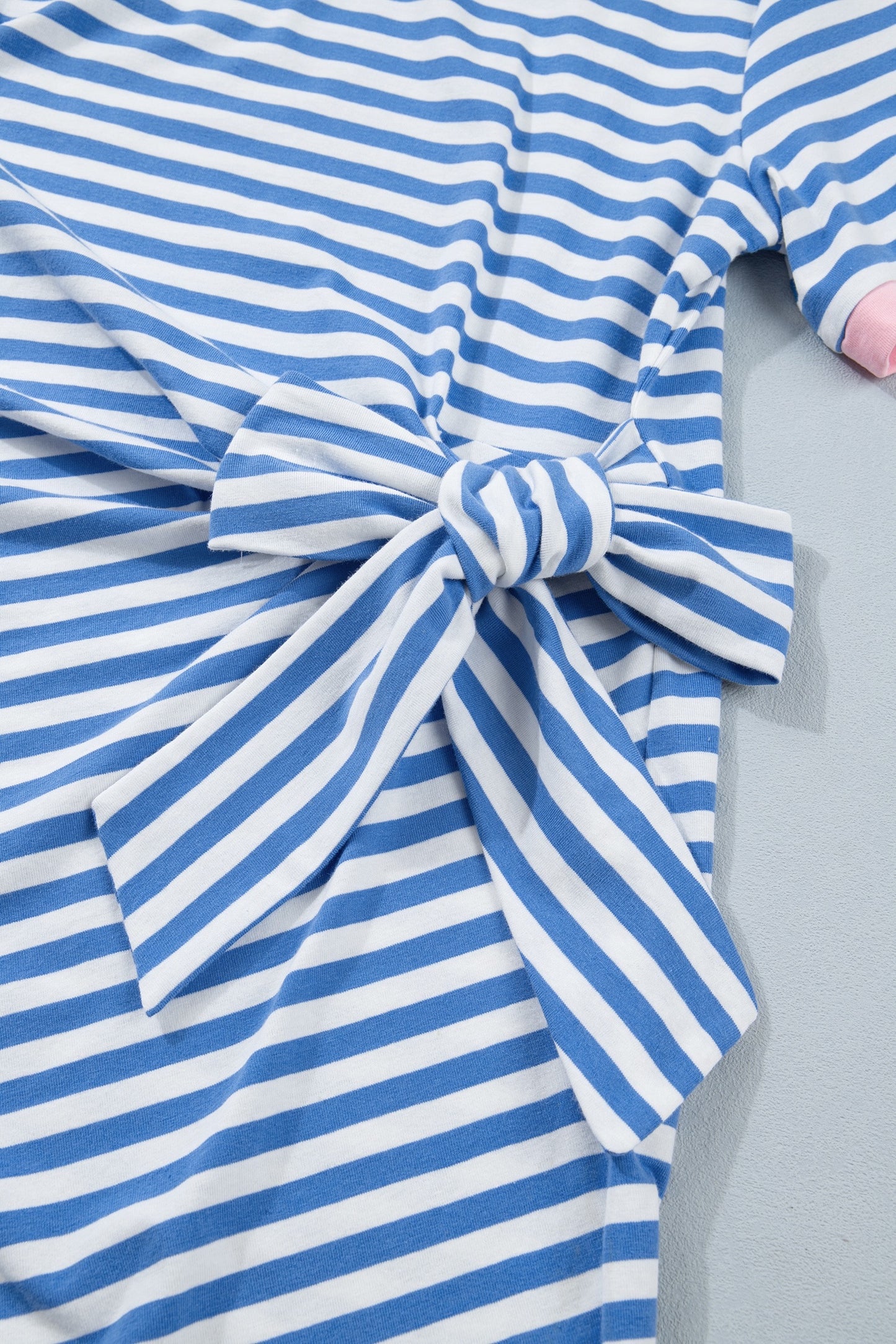 Blue Stripe Tie-Front T-Shirt Mini Dress