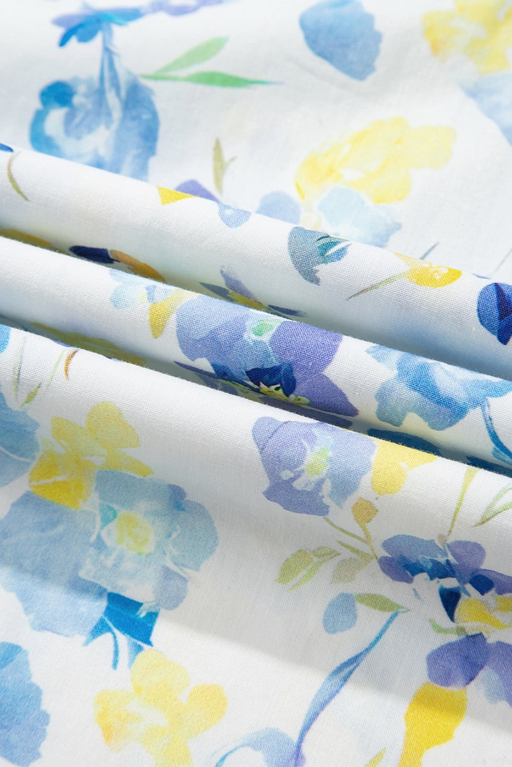 Blue & Yellow Floral Flutter Sleeve Top