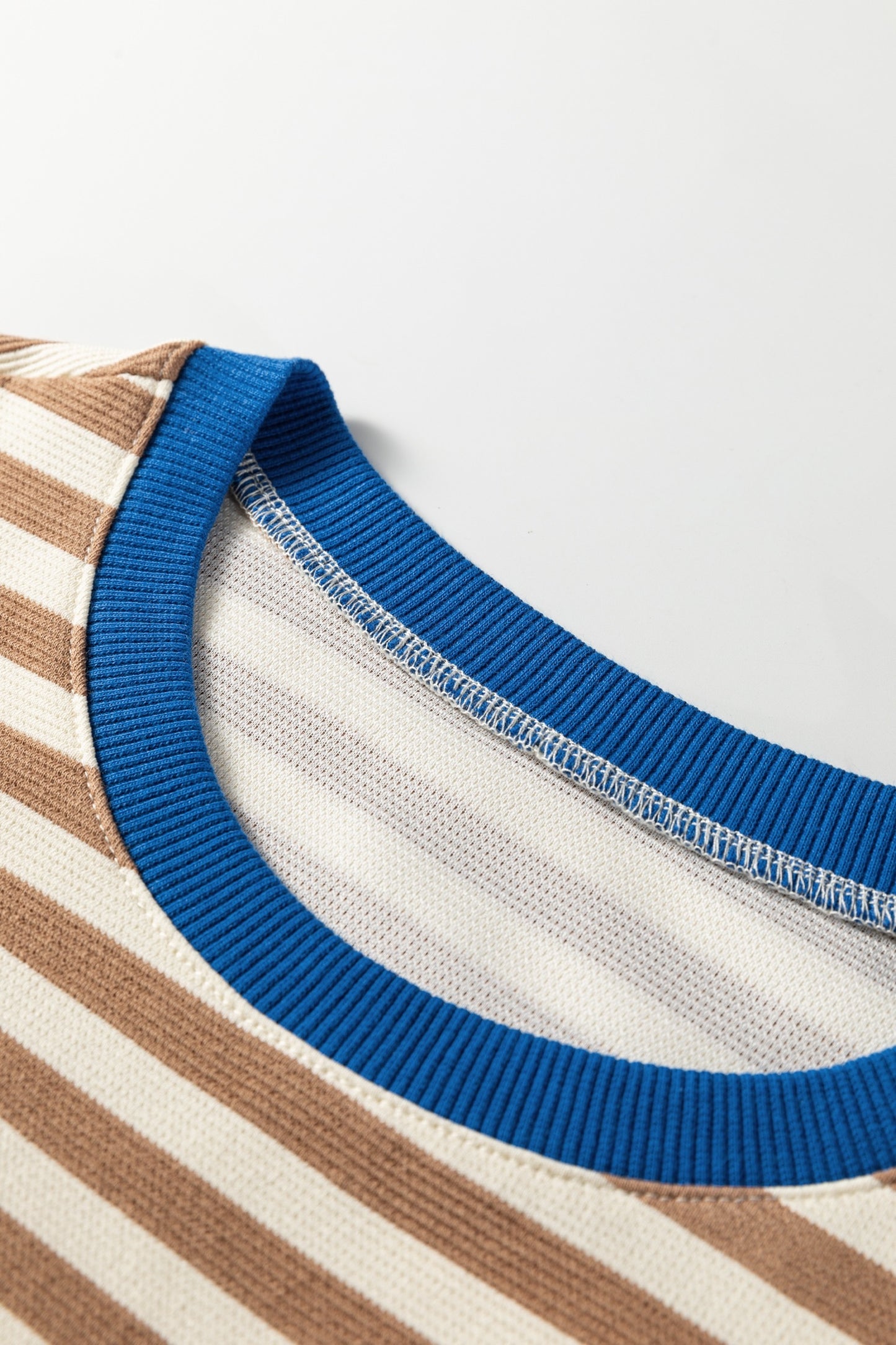 Camel Stripe Puff Sleeve Ringer Tee