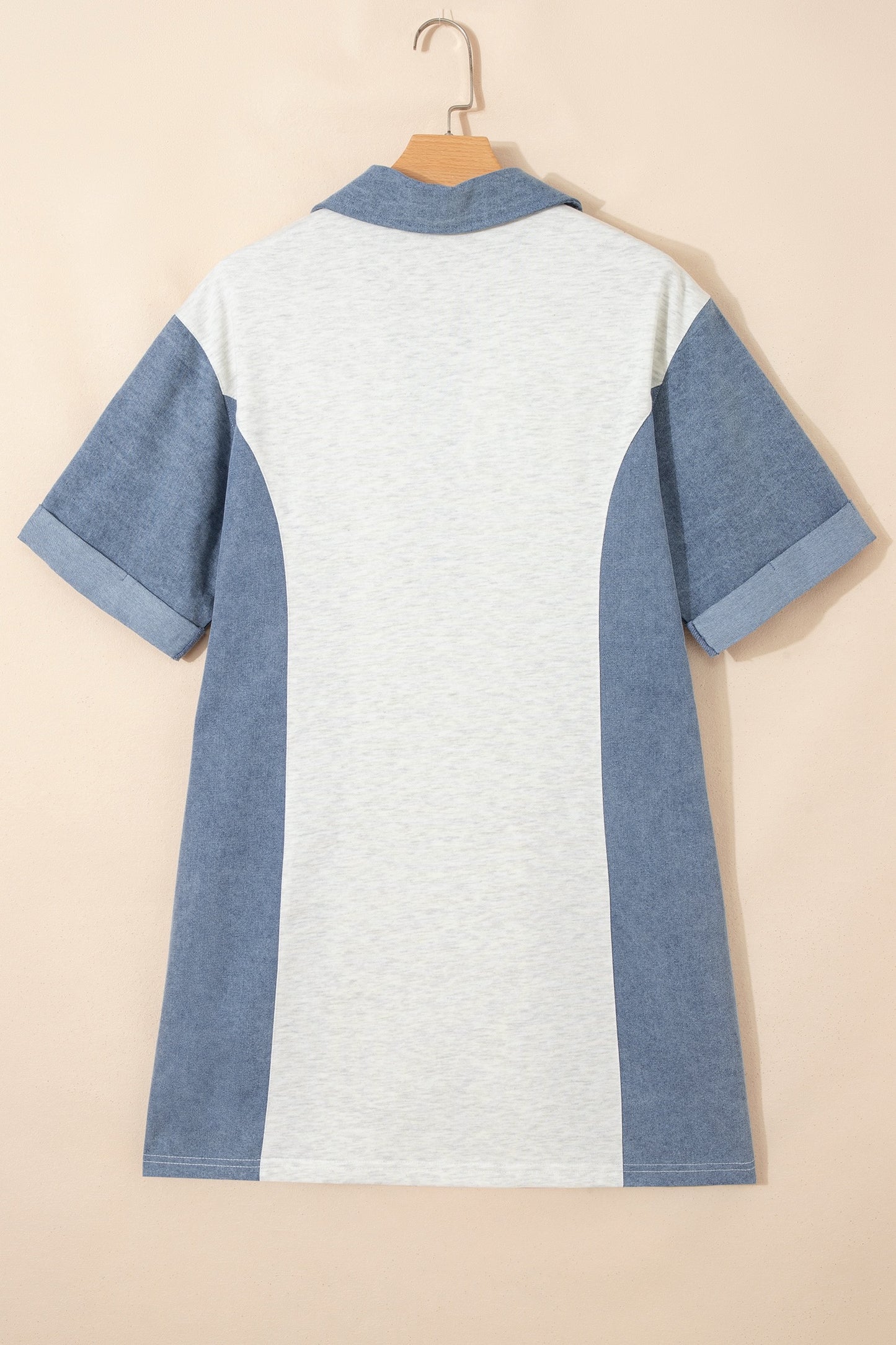 Denim Colorblock Button-Front Mini Dress