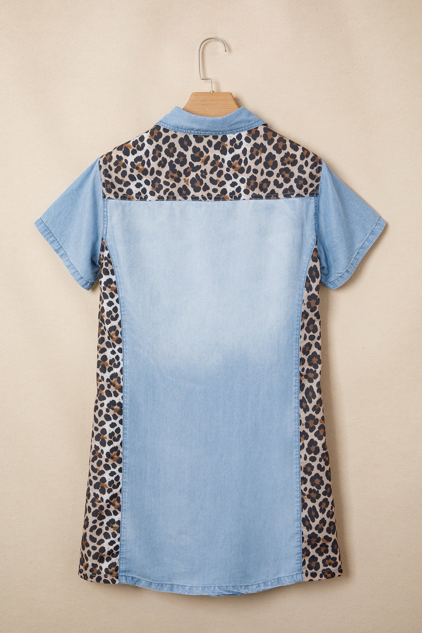 Leopard Colorblock Denim Mini Dress