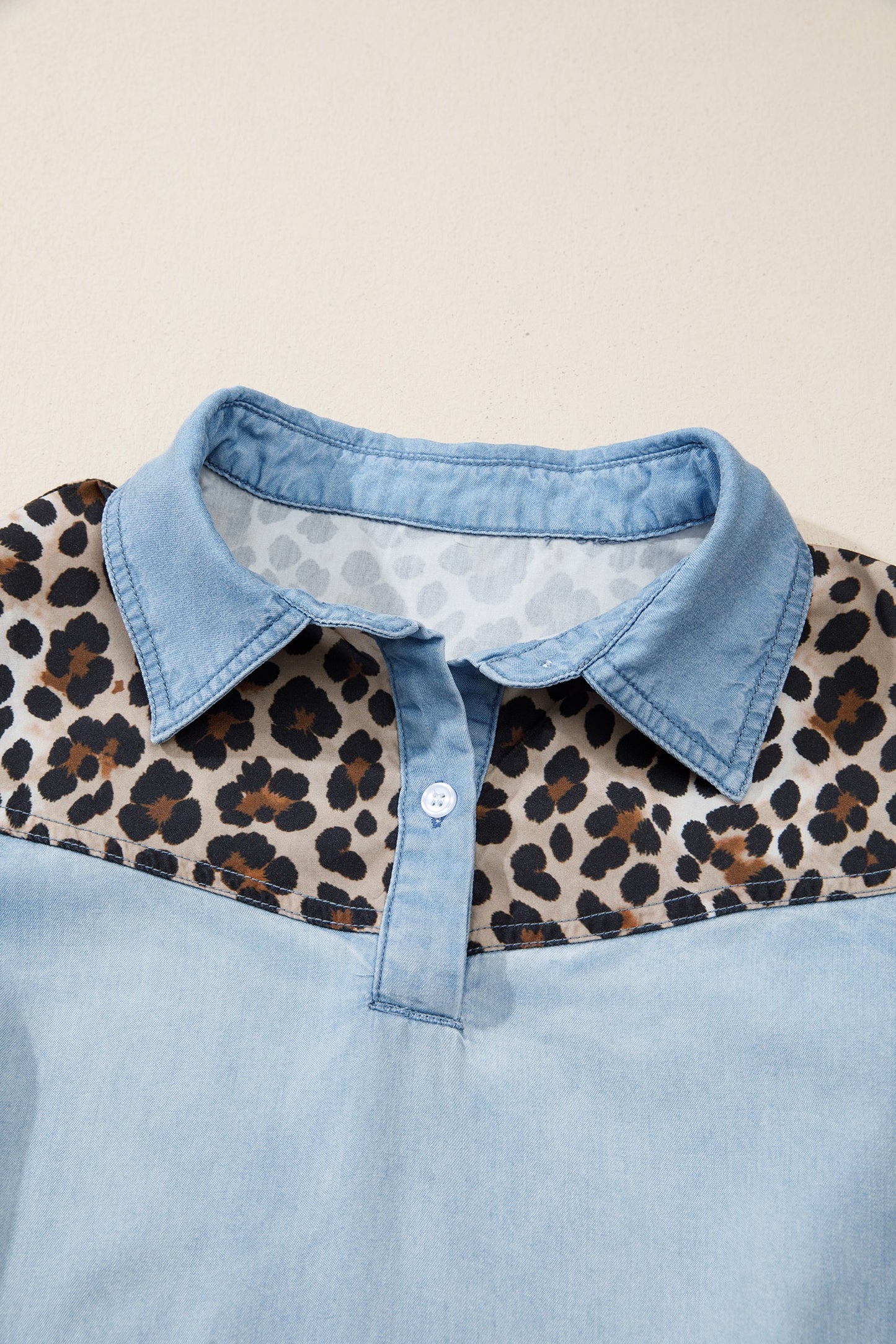 Leopard Colorblock Denim Mini Dress