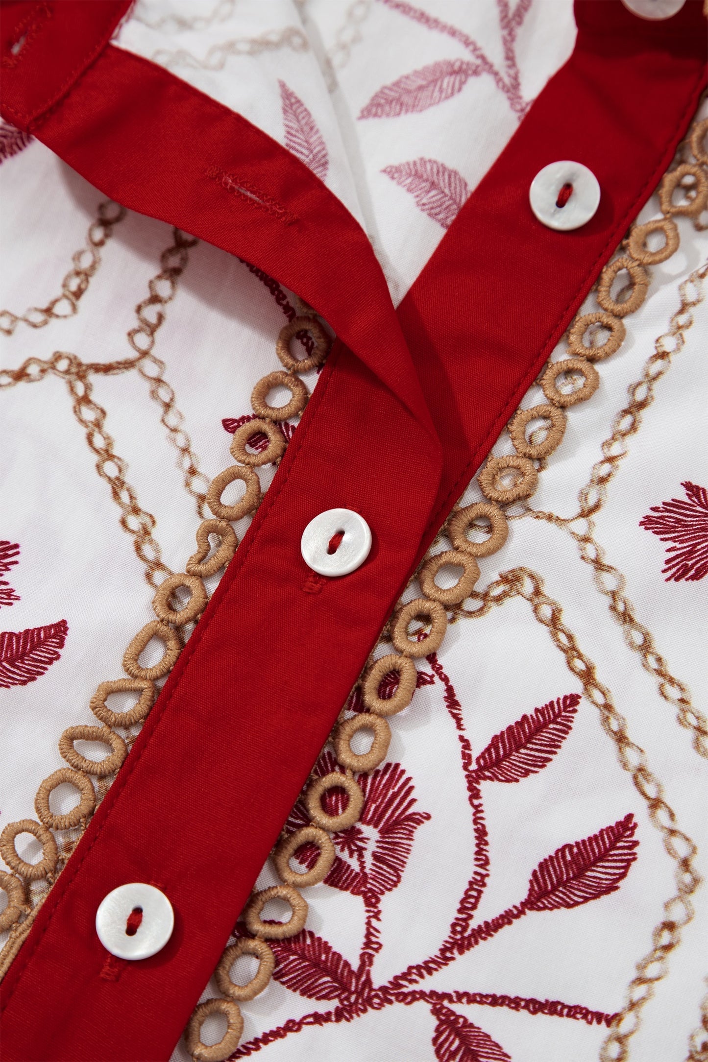 Red & White Floral Lattice Polo Mini Dress