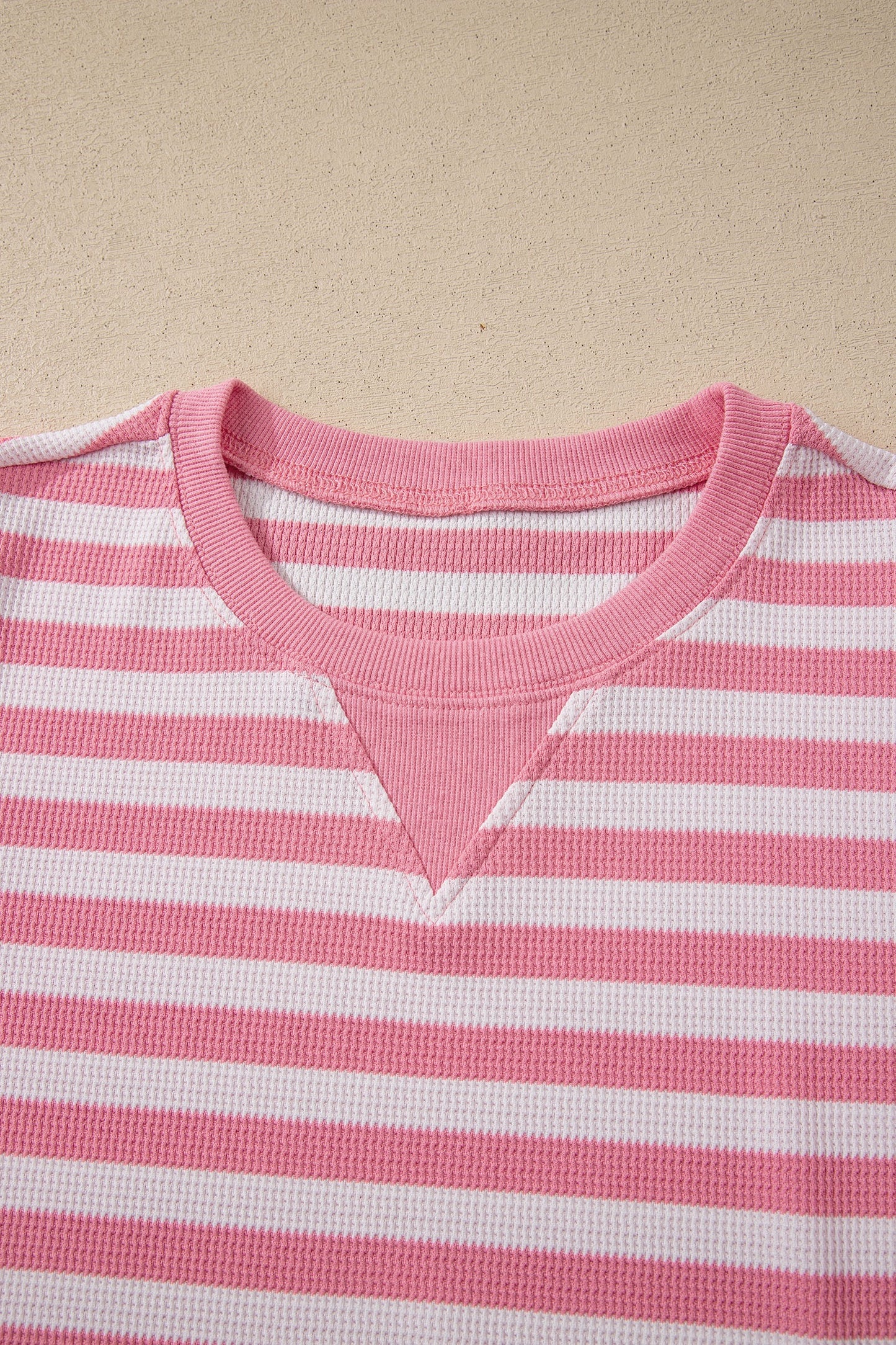 Pink & White Stripe Waffle Two-Piece Lounge Set