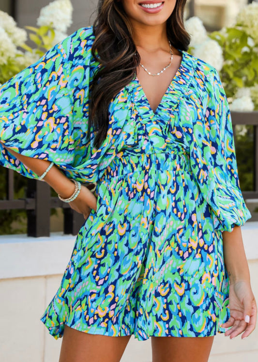 Ocean Mosaic Ruffle Romper