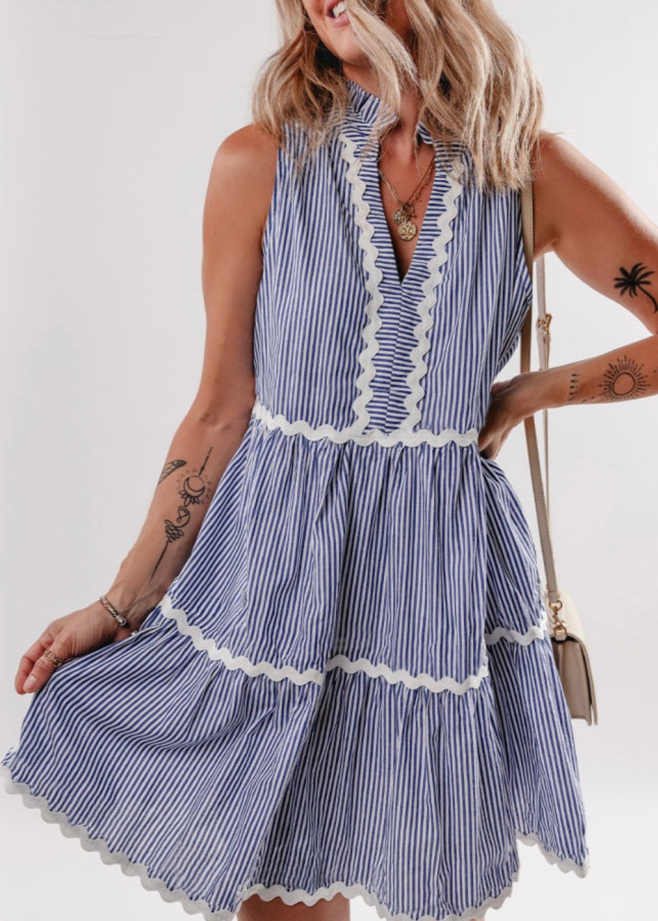 Coastal Stripe Tiered Dress