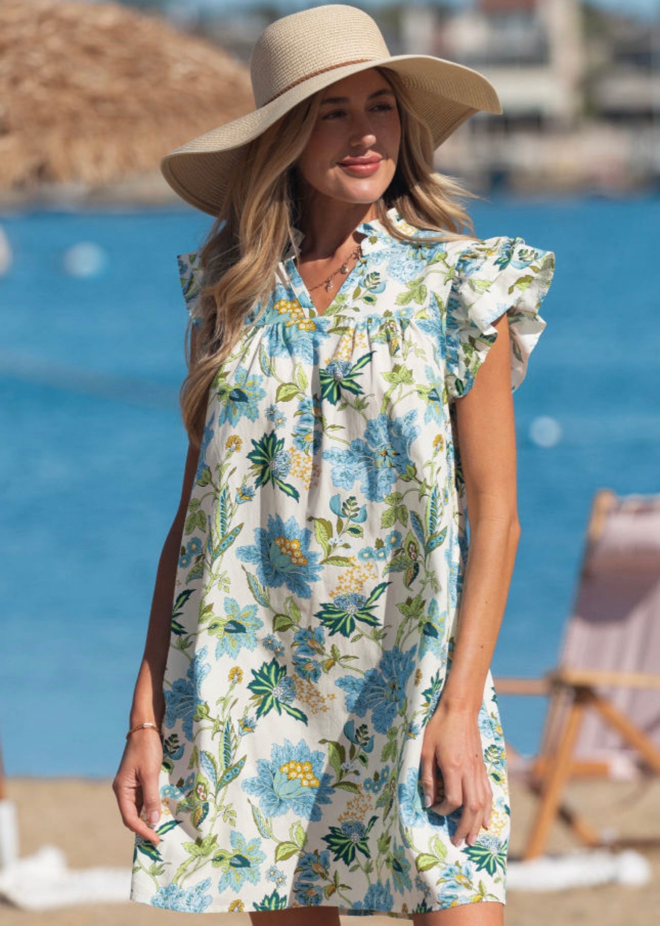 Seaside Bloom Ruffle Dress