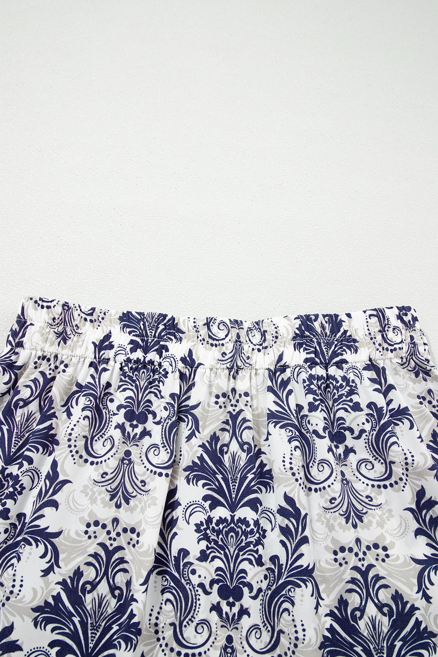 Blue Damask Floral High-Waist Maxi Skirt